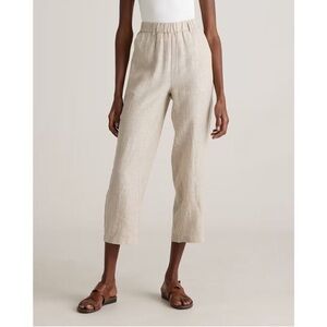Quince NWT European Linen Flax Tan Elastic Waist Ankle Pants Medium